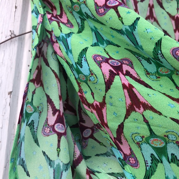 Jessie Western Silk Wrap Dress M Swallow Ruffle - Picture 7 of 15